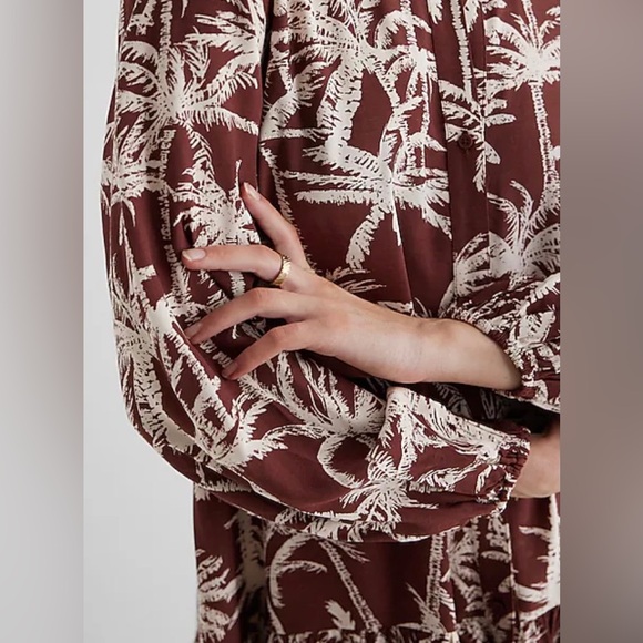 Express Printed Ruffle Hem Oversized Shirt Dress - Picture 2 of 8